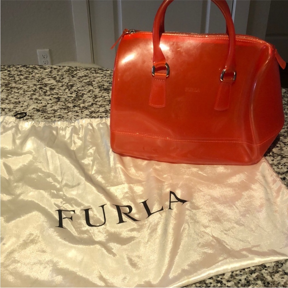 Furla Orange Patent Dome Satchel